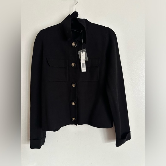 NWT- T Tahari Sweater Crop Jacket in size XS and color Black - Picture 2 of 6